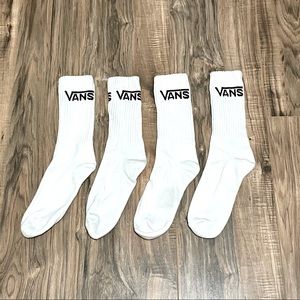 Vans Classic Crew White Socks 2 Pair